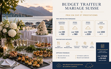 Budget traiteur mariage Suisse : prix en CHF et