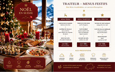 Noël Suisse : traiteur, menus festifs et prix en CHF